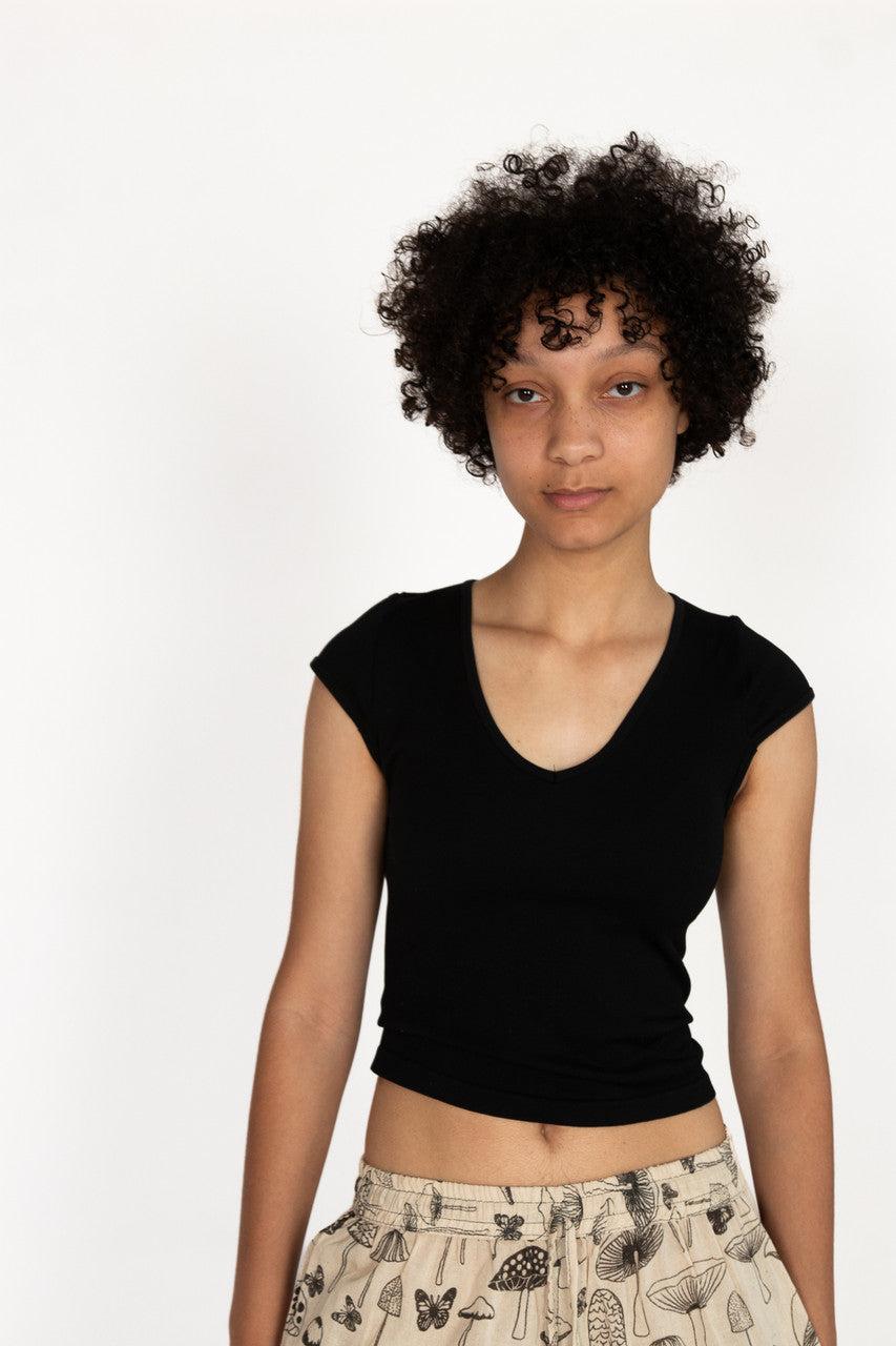 Seamless Cap Sleeve V Neck Tee Product Image