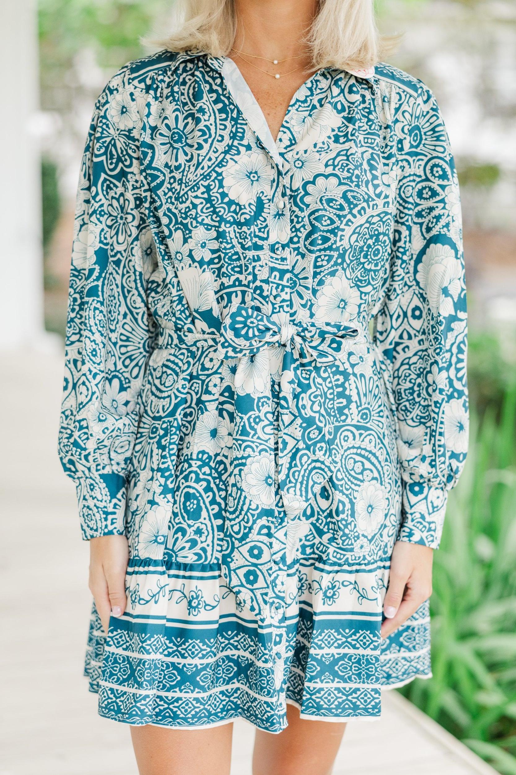 Sweet New Day Peacock Green Floral Dress Female Product Image