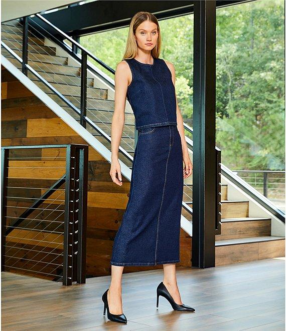 Antonio Melani Kaylee Coordinating Sleeveless Crew Neck Denim Blouse Product Image