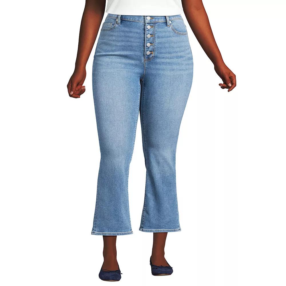 Plus Size Lands' End Recover High-Rise Kick Flare Crop Jeans, Women's, Size: 16 W, Beau Blue Product Image