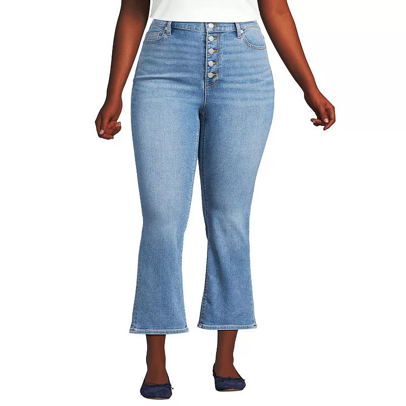 Plus Size Lands' End Recover High-Rise Kick Flare Crop Jeans, Women's, Size: 16 W, Beau Blue Product Image