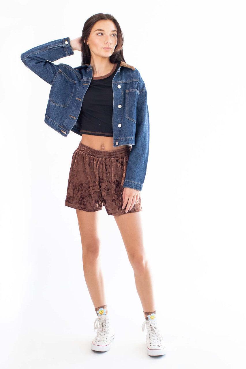 Hot Chocolate Crushed Velvet Shorts Product Image