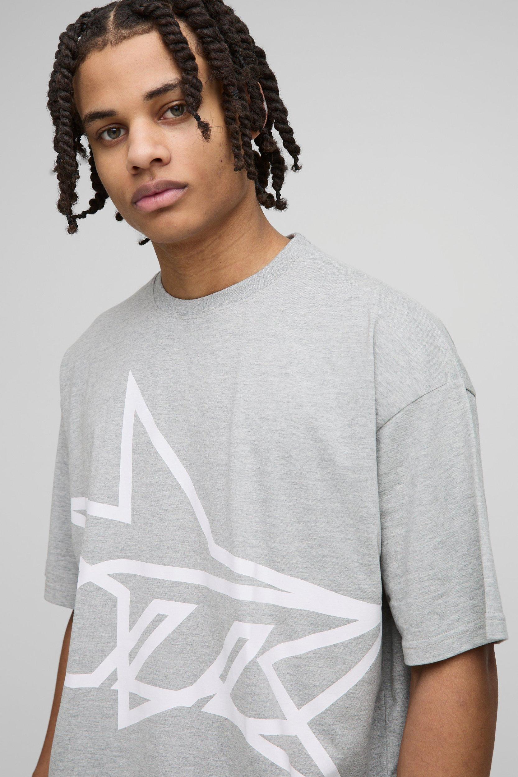 Oversized M Star T-Shirt & Short Set | boohooMAN USA Product Image