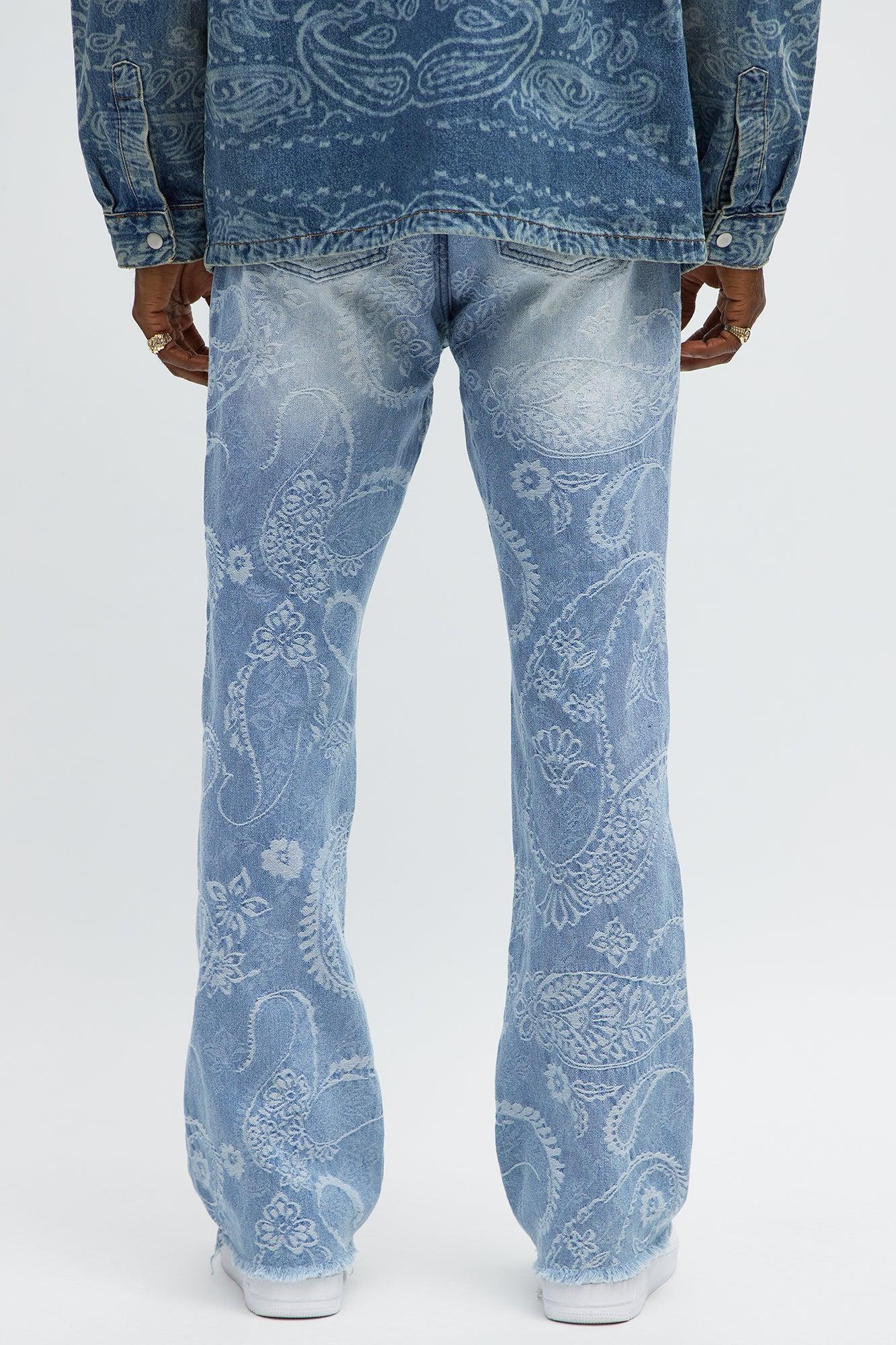 Stacked Slim Flare Come And Get It Paisley Jeans - Medium Wash Male Product Image