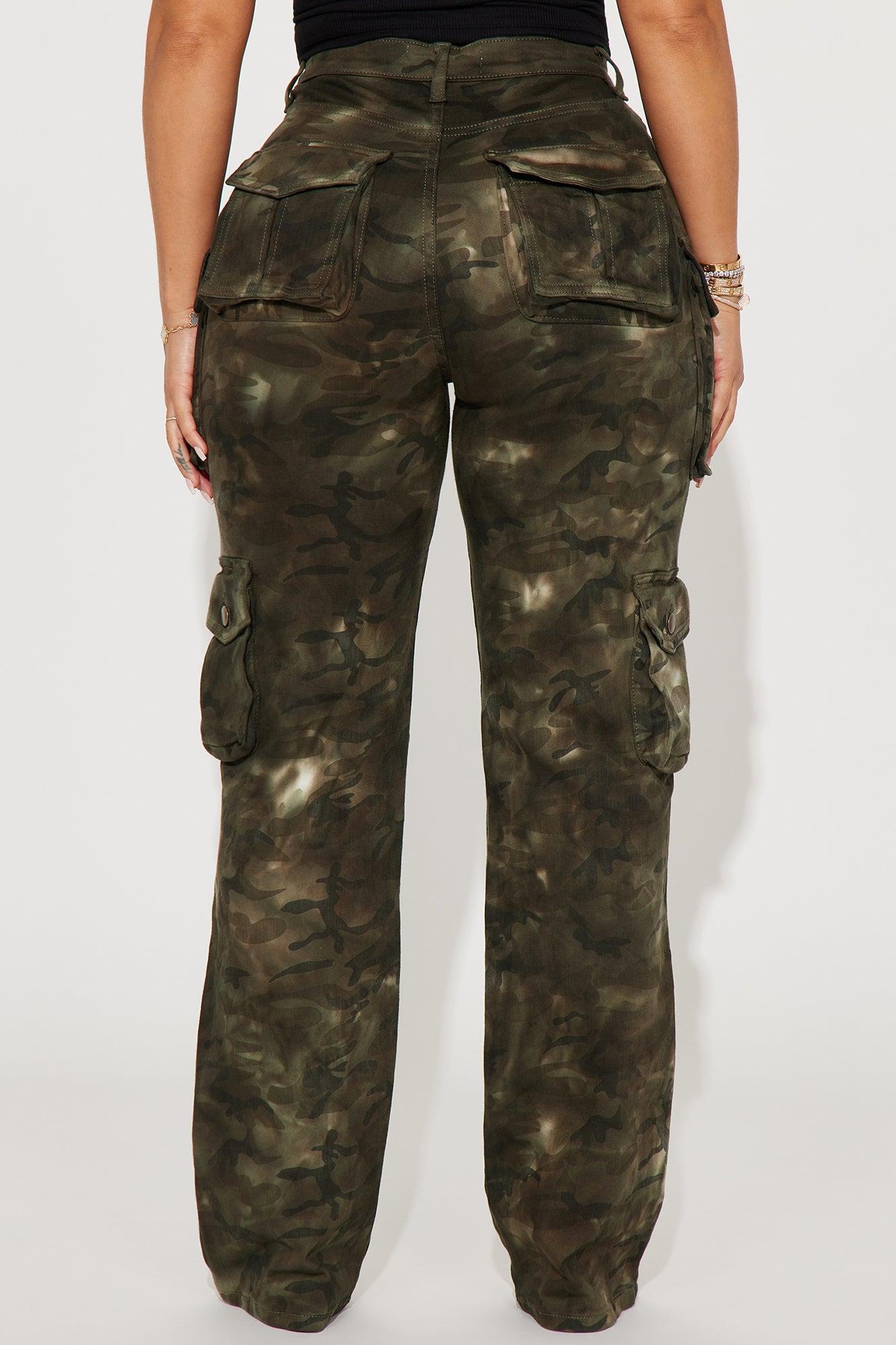 Covert Operation Stretch Camo Cargo Jeans - Green Product Image