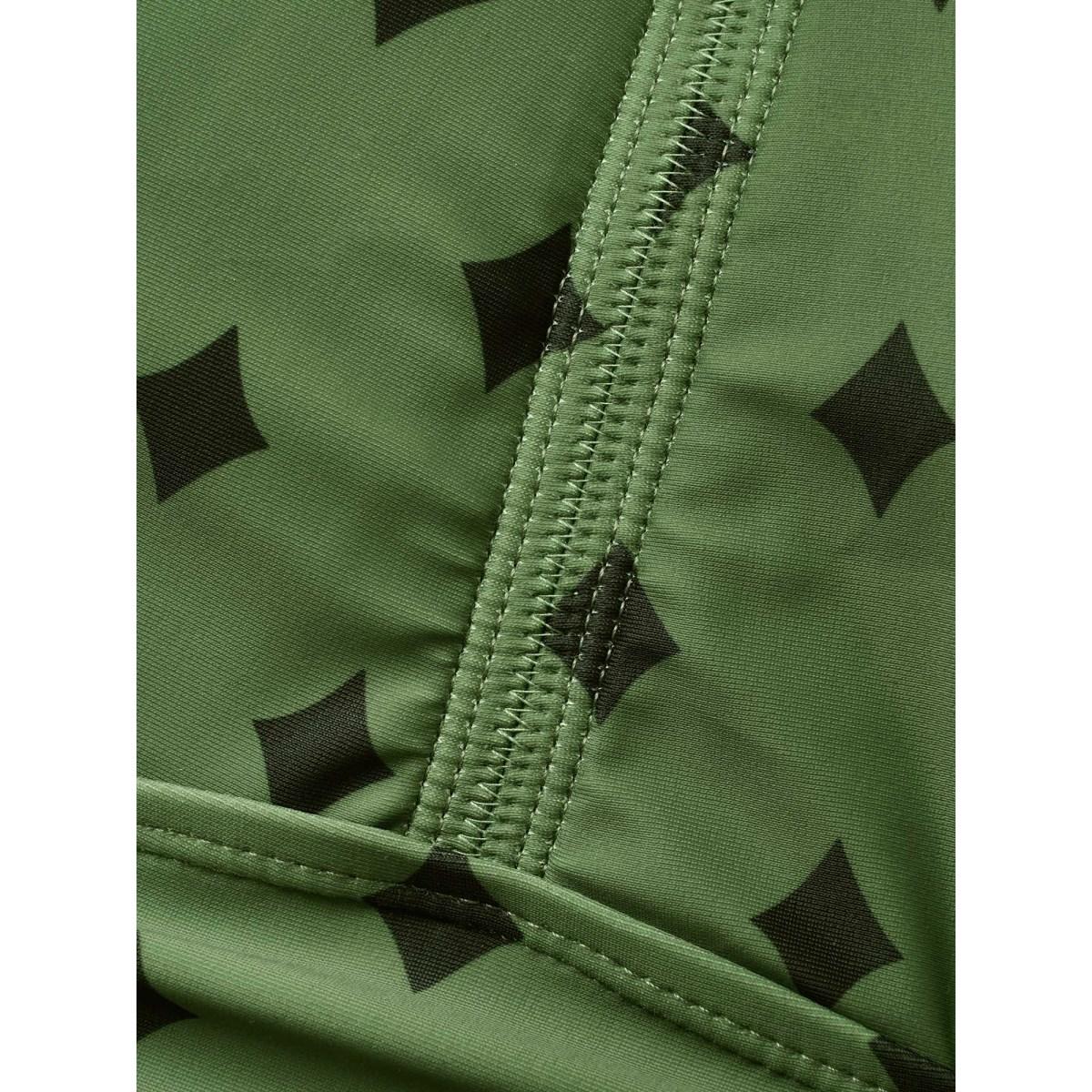 Plus Size V Neck Bandana Print Tie Knot Swim Dress Women's Swimwear Moss Beach Bodycon V-neck High stretch Curve Swim Dresses BloomChic 22-24/3X Product Image