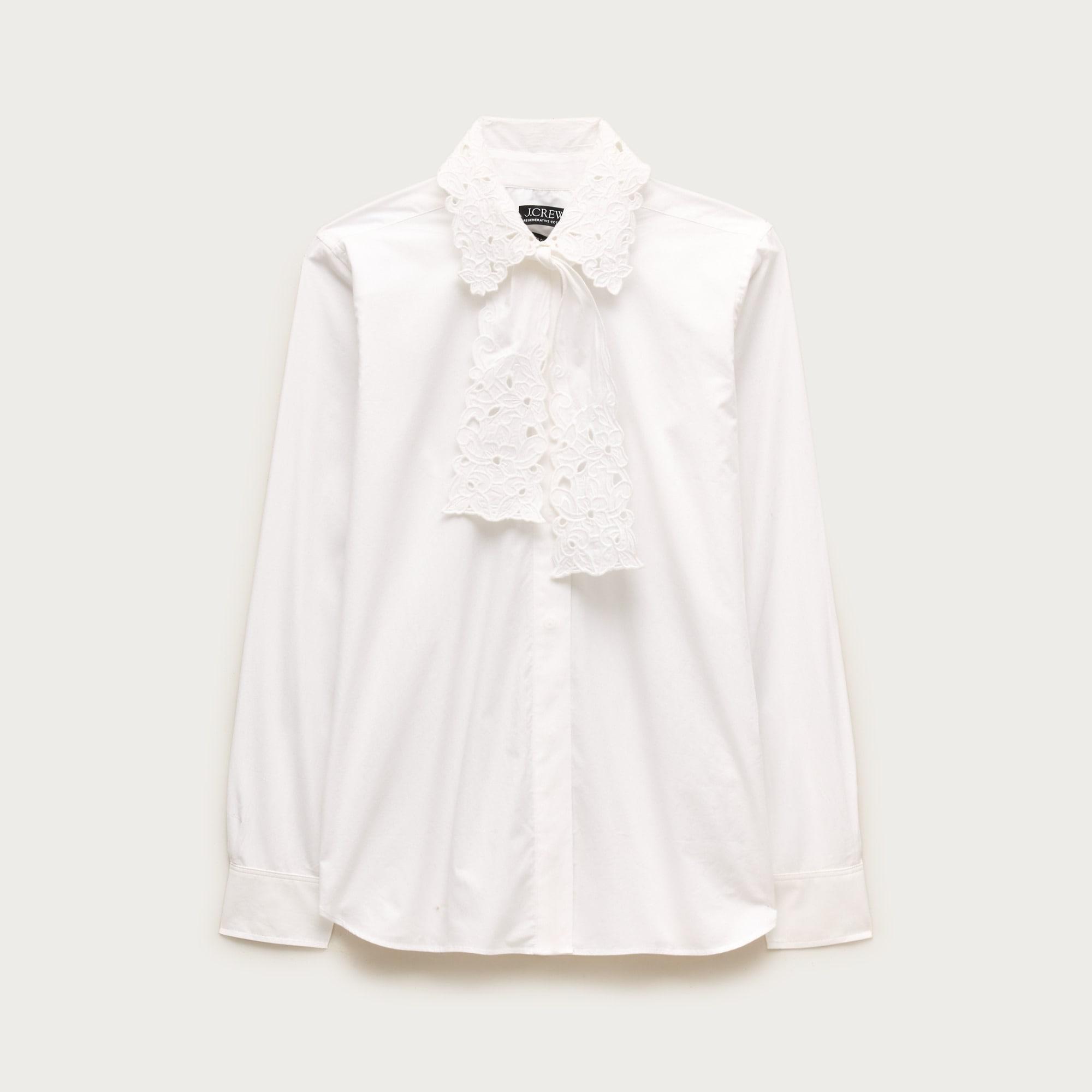 Jules classic-fit eyelet tie-neck shirt Product Image