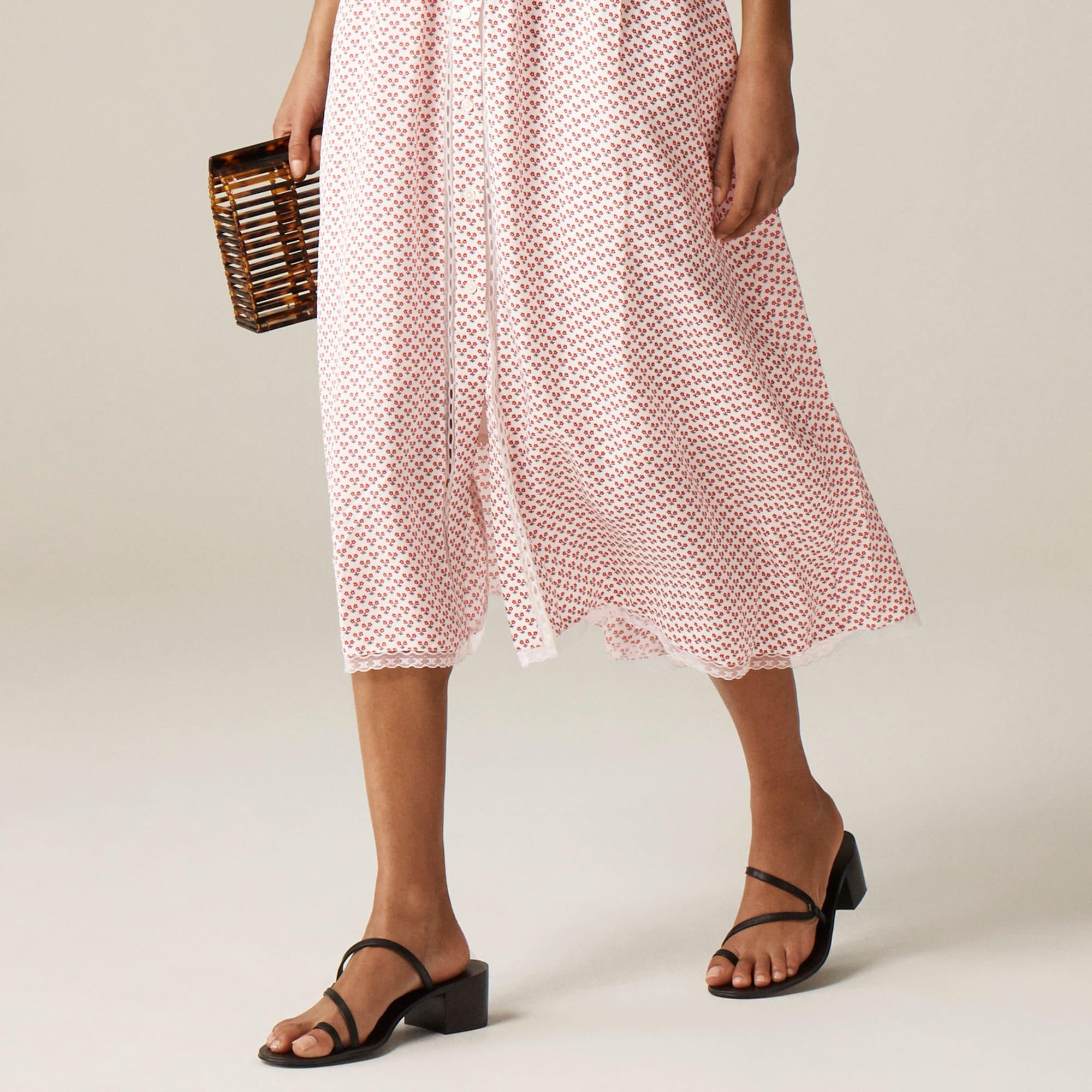 Wren lace-trim shirtdress in glossy twill Product Image