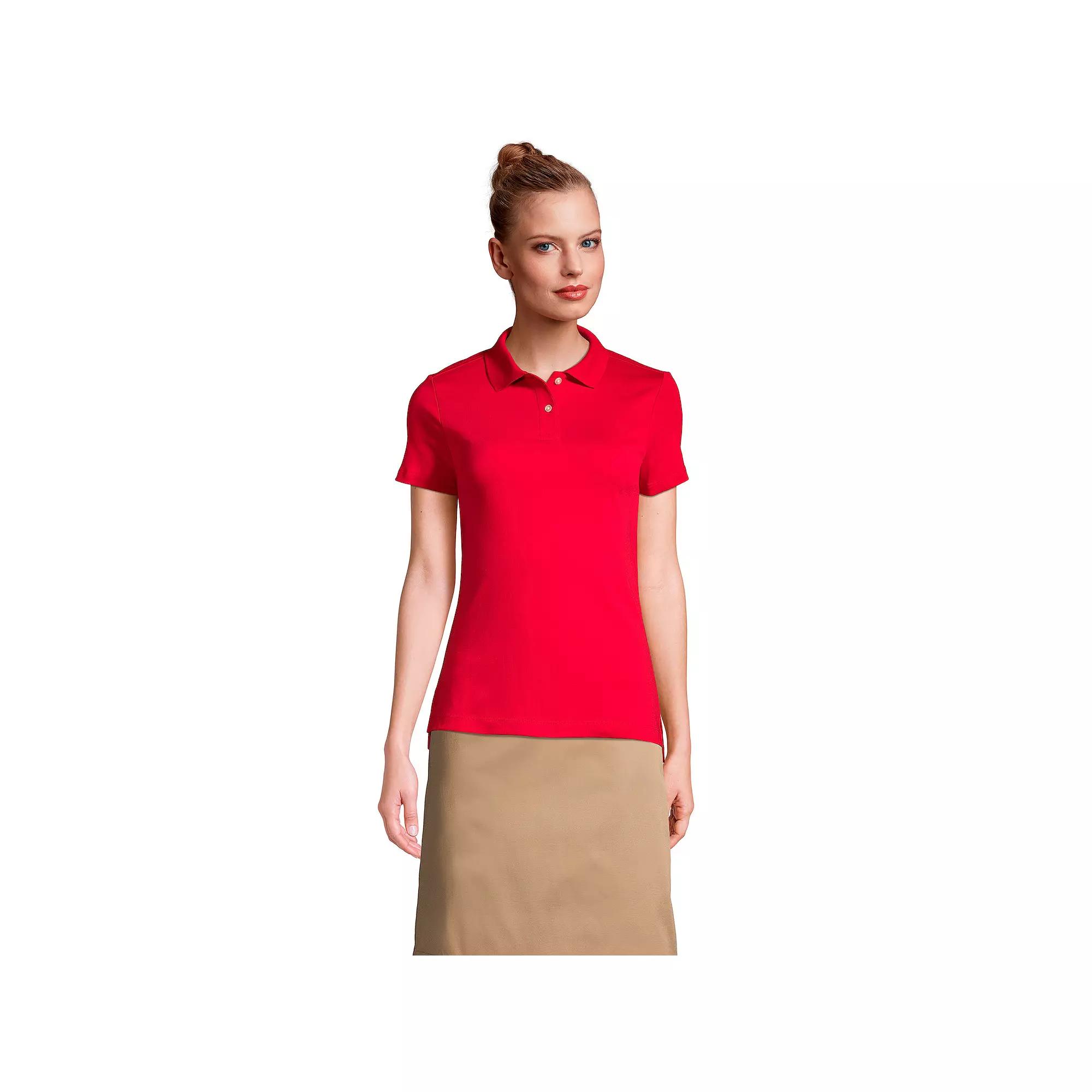 Women's Lands' End School Uniform Short Sleeve Interlock Polo Shirt,  Product Image