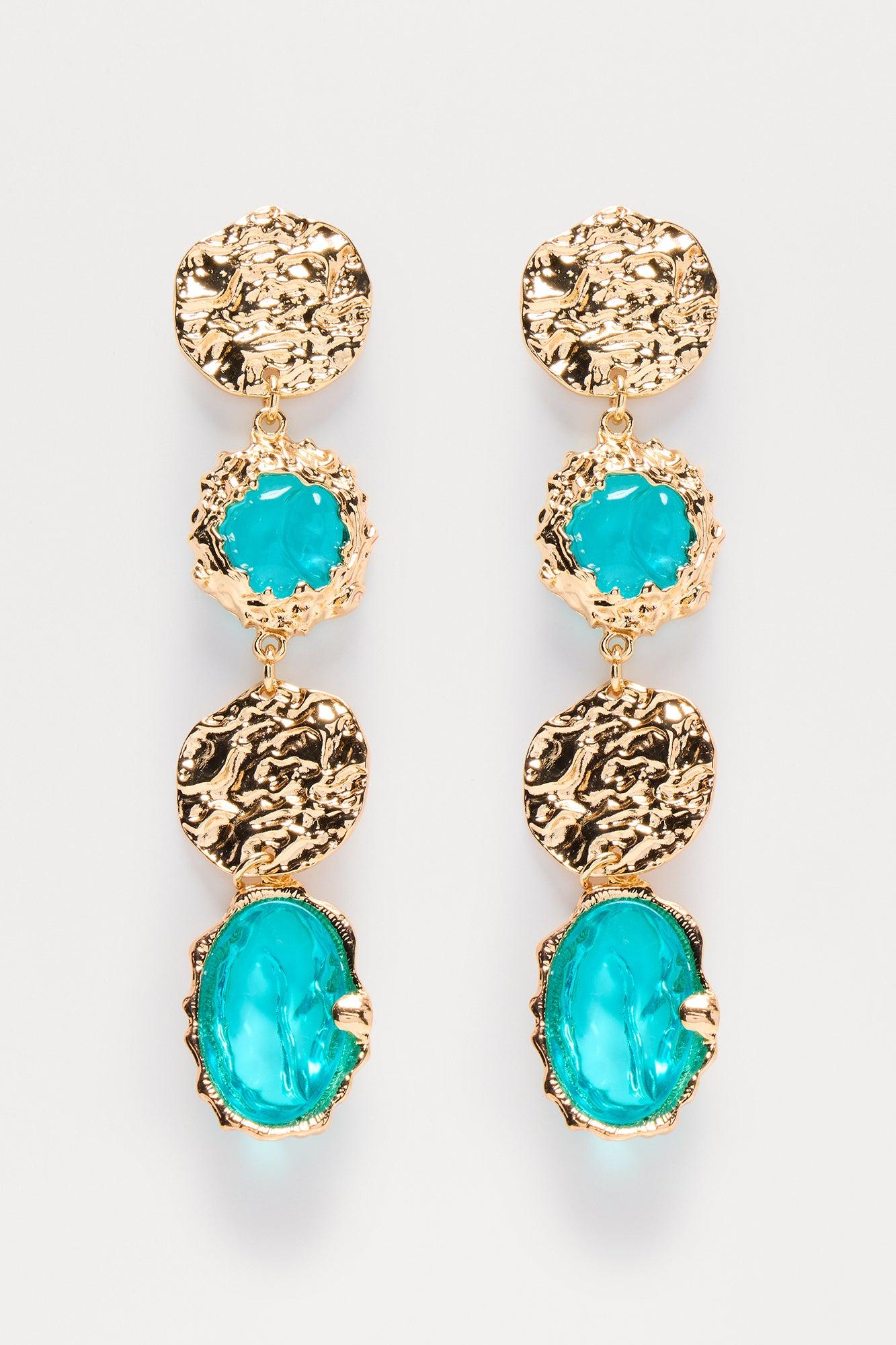 Dance With Waves Statement Drop Earrings - Blue/combo Product Image