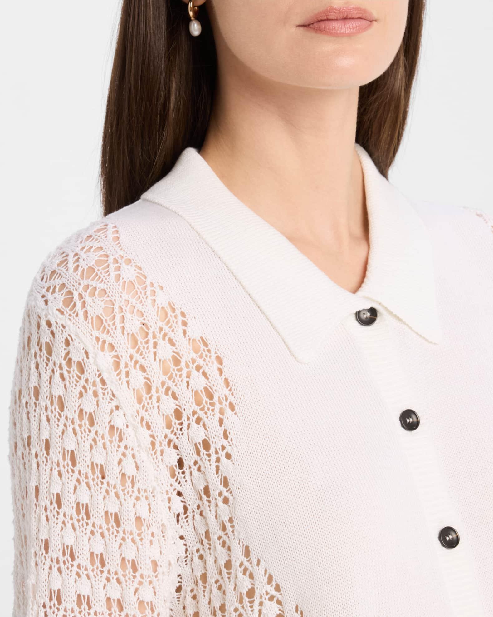 Lace Knit Polo Cardigan Product Image