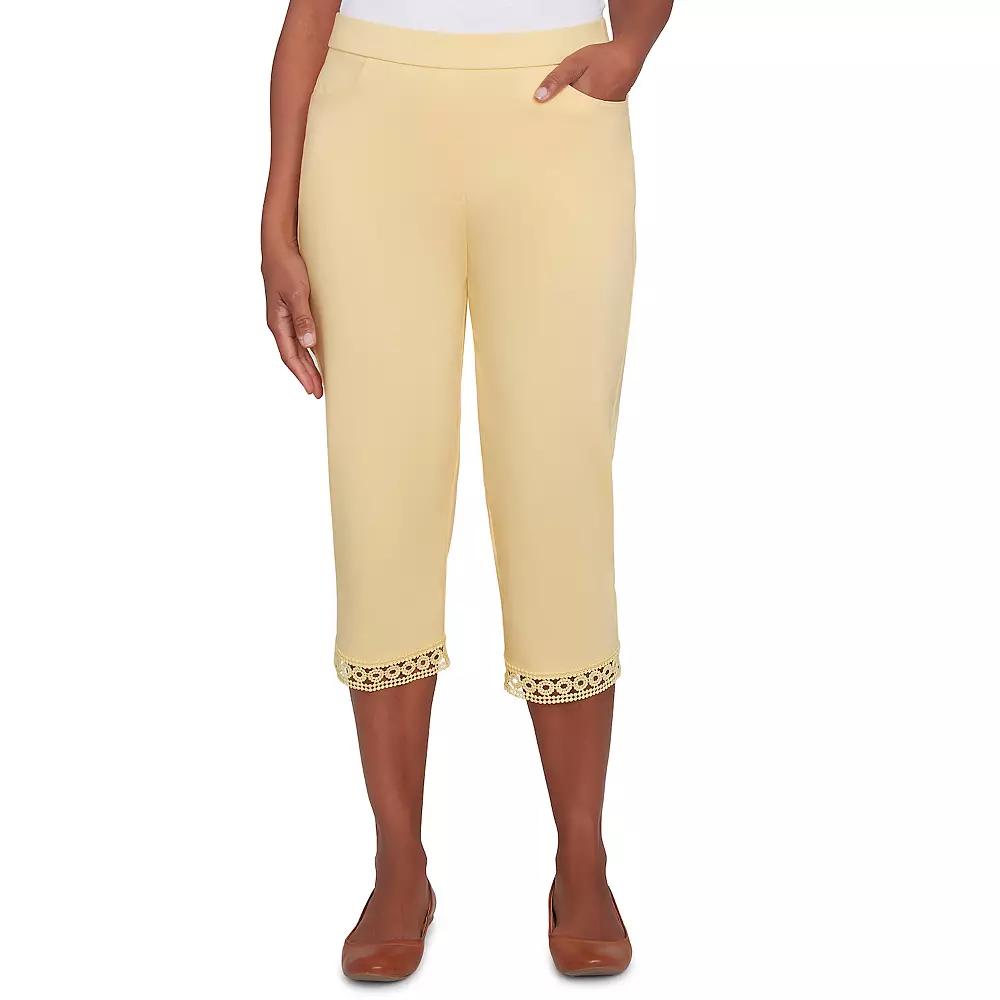 Women's Alfred Dunner Comfort Allure Embellished Capri Pant, Size: 16, Buttercup Product Image