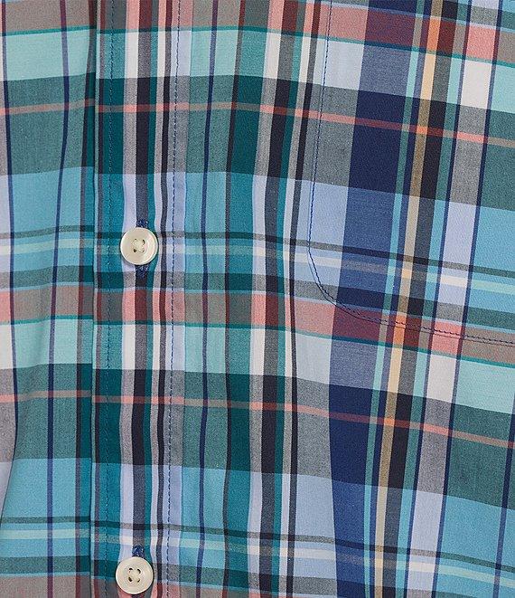 Roundtree & Yorke Short Sleeve Large Plaid Poplin Sport Shirt Product Image