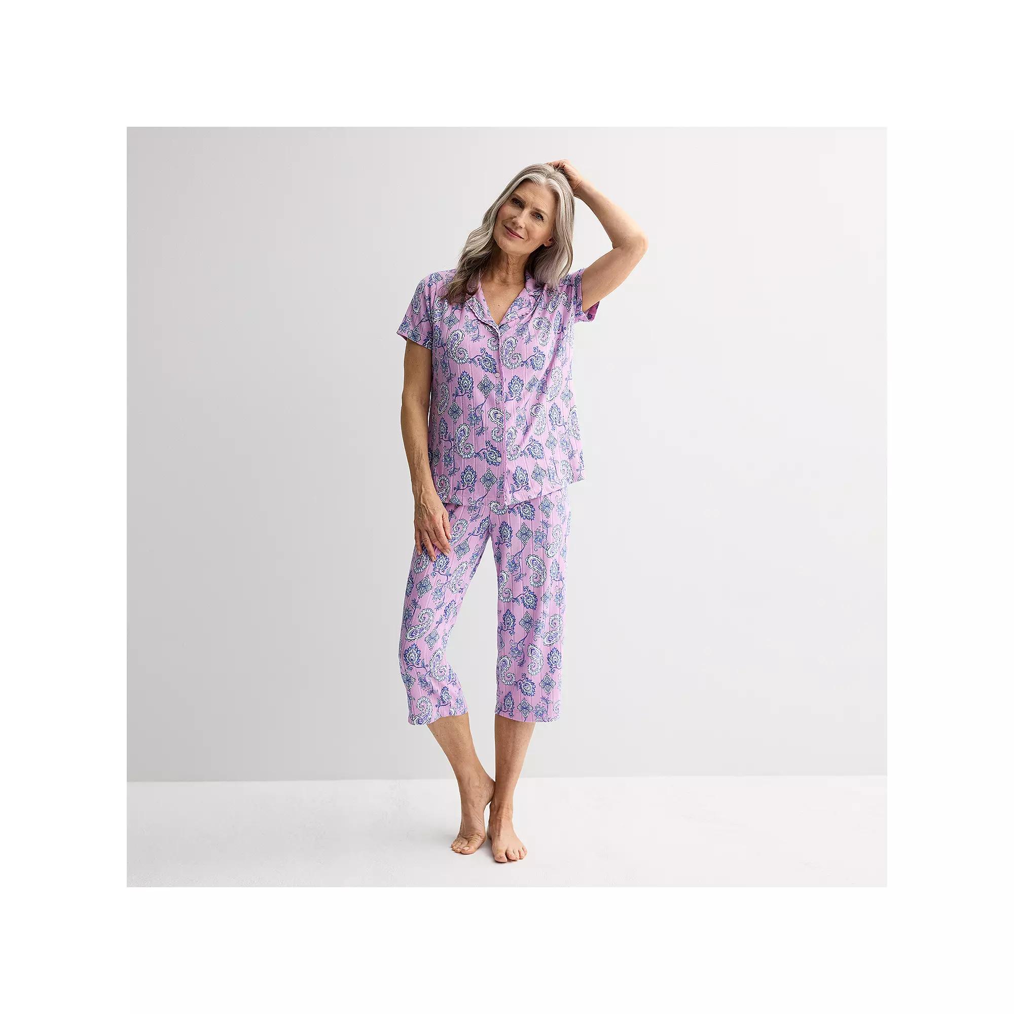 Women's Croft & Barrow® Wonderluxe Pajama Top & Pajama Pants Set, Size: Large, Cece Paisley Product Image