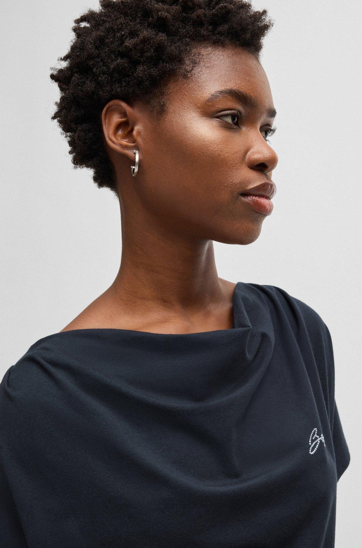 BOSS - T-shirt dress with crystal logo - Black Product Image