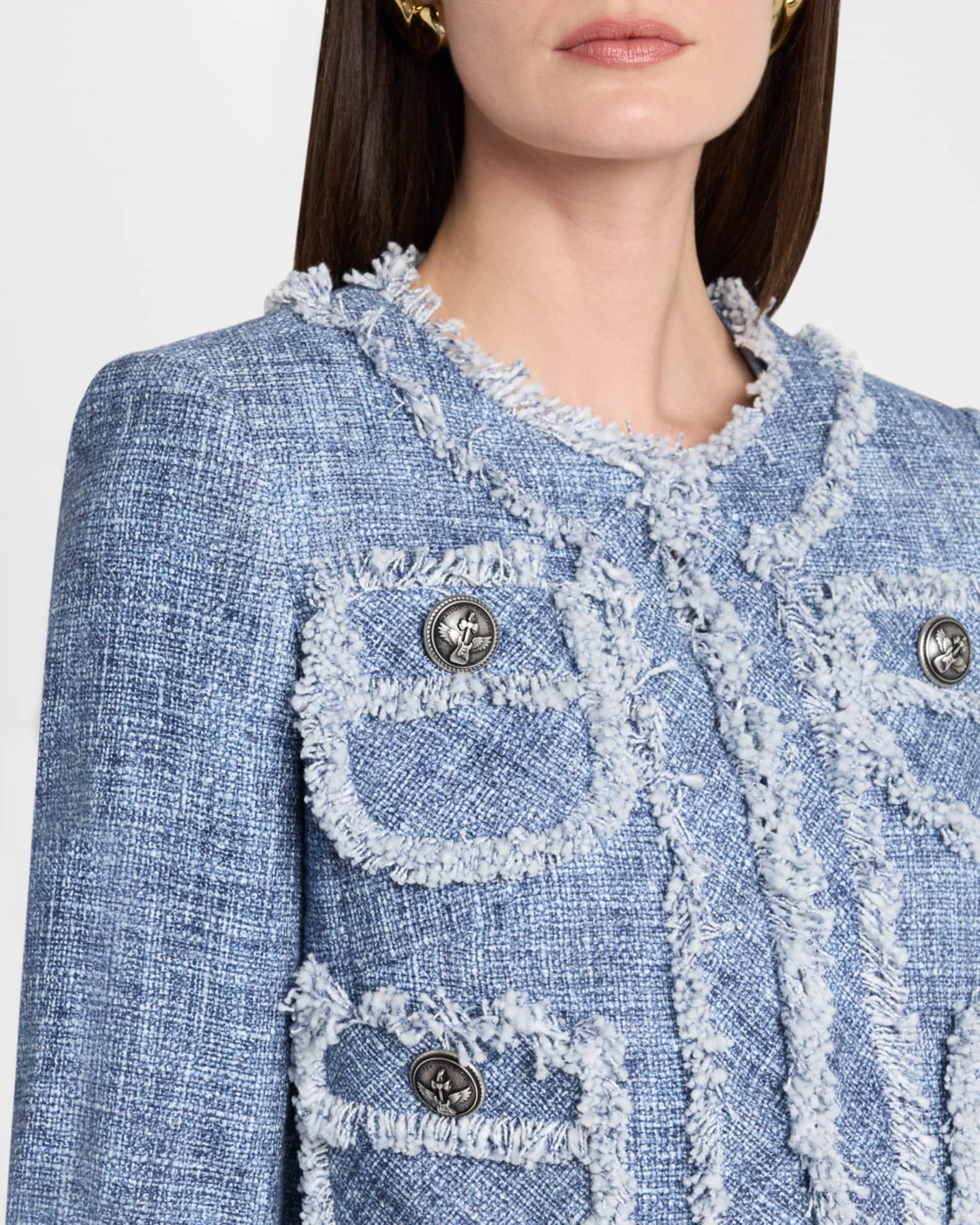 Cotton-Blend Short Jacket with Fringe Trim Product Image