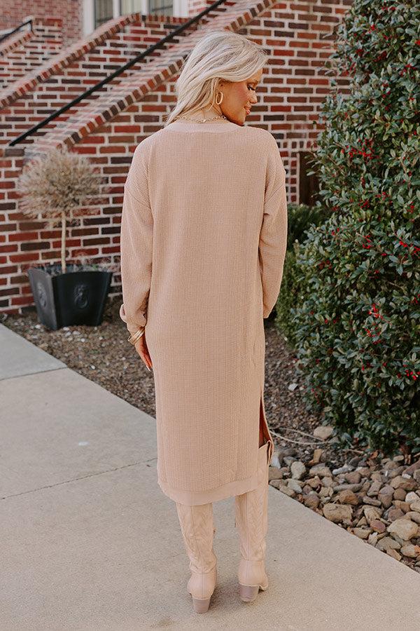 Fall Sentiments Waffle Knit Midi In Iced Latte Product Image
