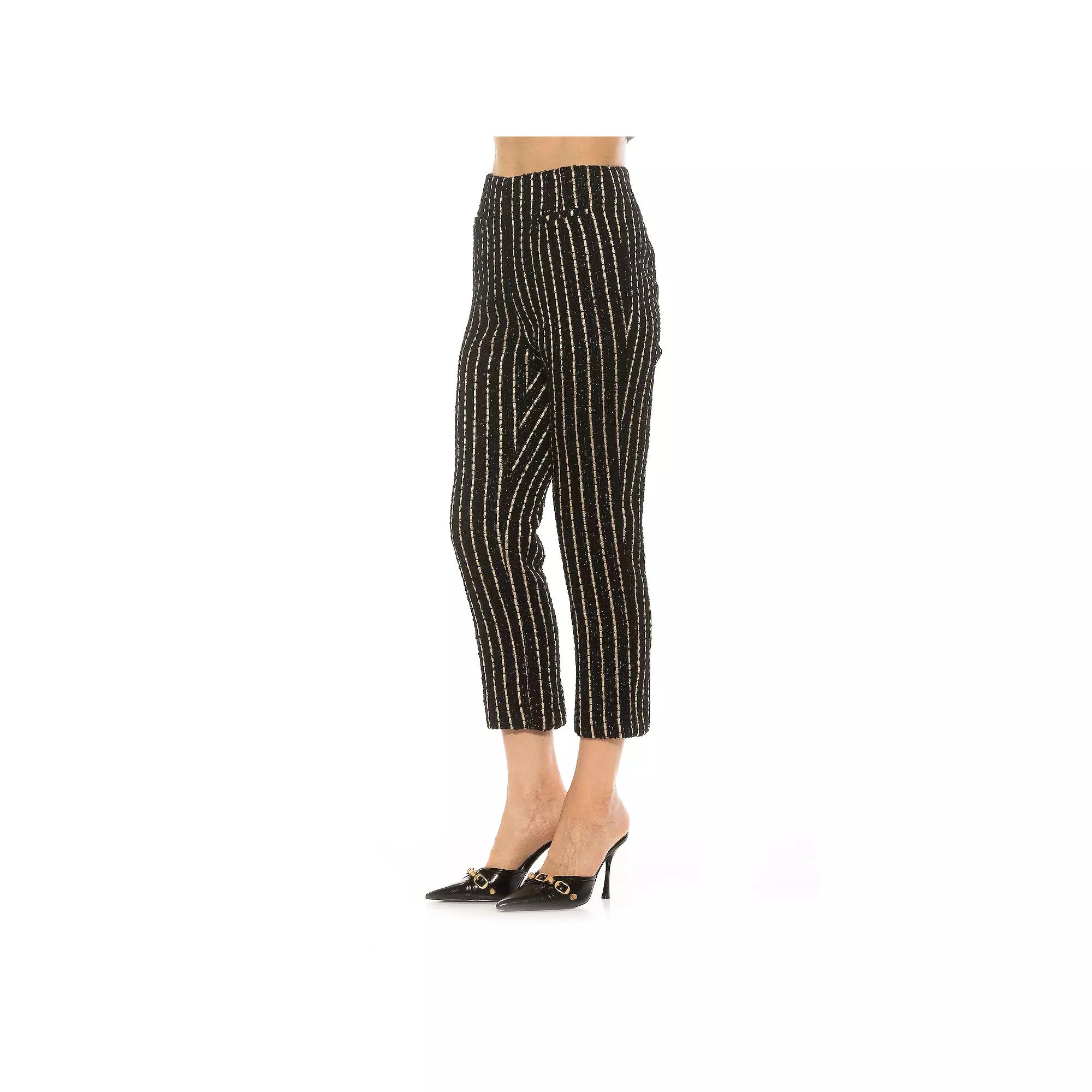 Women's ALEXIA ADMOR Clio Stripe Pants with Contrast Welt Pocket Detail, Size: 14, Black Pinstripe Product Image