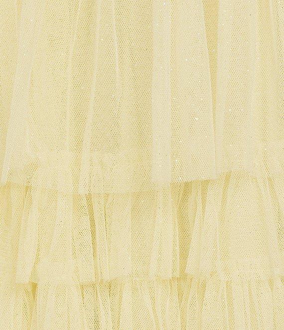 B. Darlin Mesh Sweetheart Neck Tie Strap Bustier Ruffled Dress Product Image