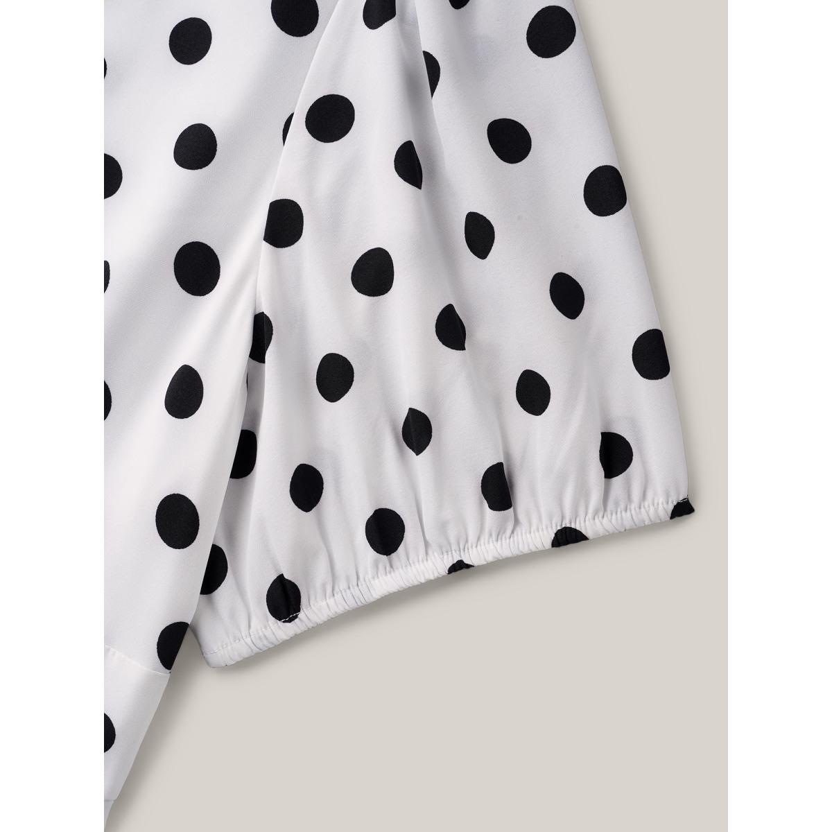 Plus Size Polka Dot Print Pockets Midi Dress Originalwhite Women V-neck Short sleeve Curvy BloomChic 14-16/1X Product Image