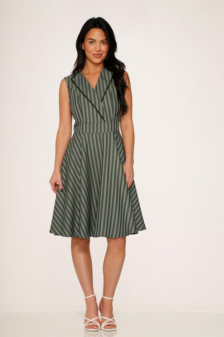 Olive Stripe Swing Dress Product Image
