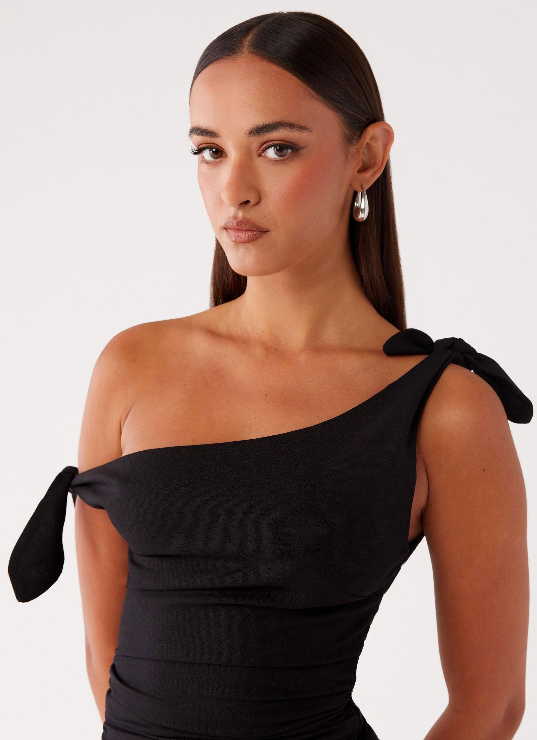 Amazonia Linen Mini Dress - Black Product Image