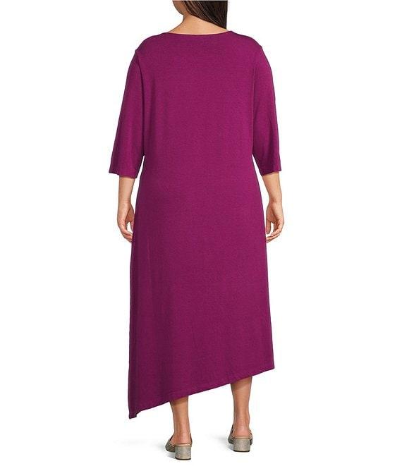 Bryn Walker Plus Sydney Organic Bamboo Cotton Blend Round Neck Elbow Sleeve Asymmetrical Dress Product Image