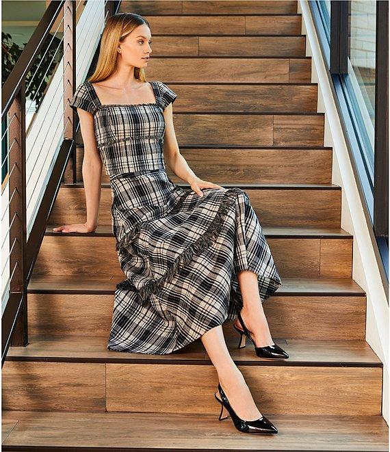 Antonio Melani Coordinating Gretchen A Line Tiered Plaid Midi Skirt Product Image