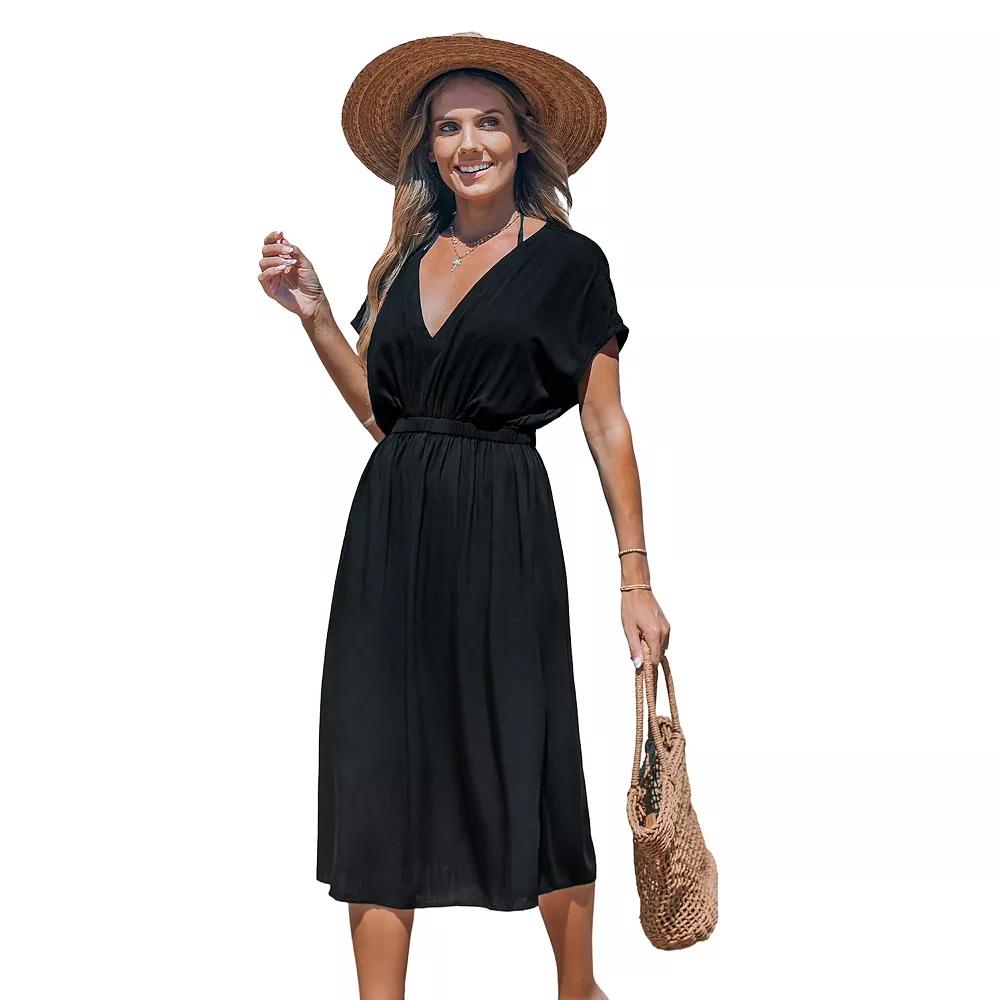 Women's Cupshe Black V-neck Cover-Up Dress,  Product Image