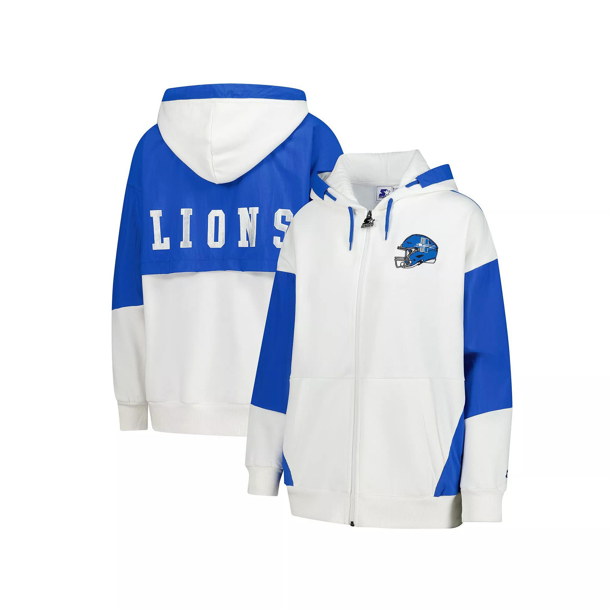 Women's Starter White Detroit Lions Scrimmage Full-Zip Hoodie, Size: Large Product Image