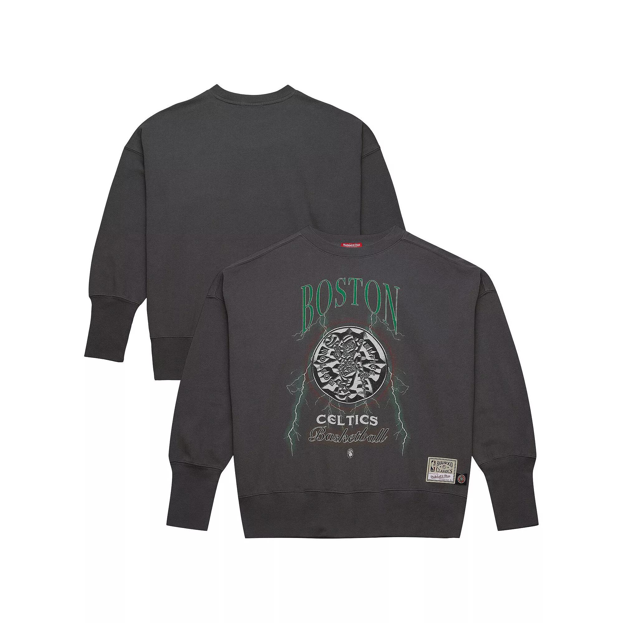Women's Mitchell & Ness Charcoal Boston Celtics Hardwood Classics Lightweight Pullover Sweatshirt,  Product Image