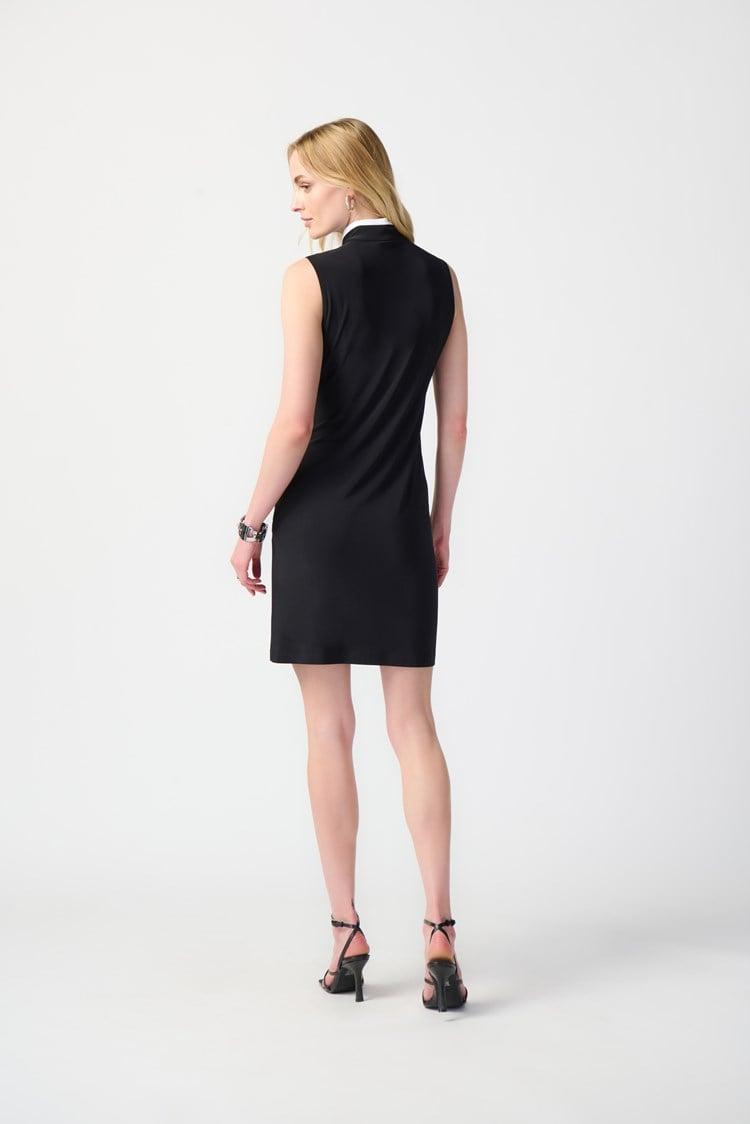 Silky Knit Sleeveless Shift Dress- Black/Vanilla Product Image