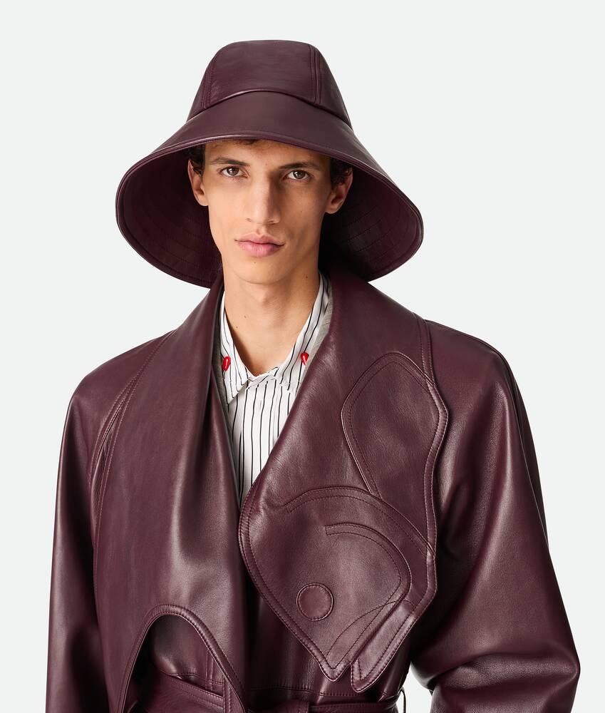 Men's Leather Hat in Aubergine Product Image
