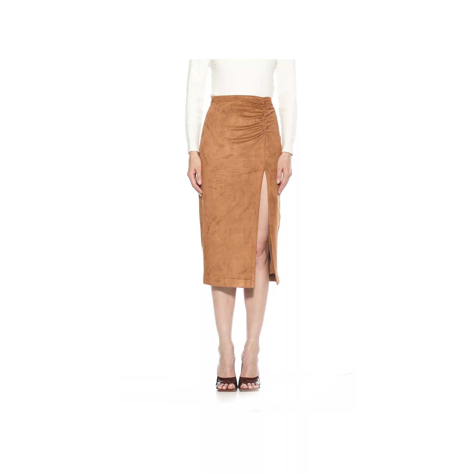 Women's ALEXIA ADMOR Zayla Suede Pencil Skirt with Ruching Detail,  Product Image
