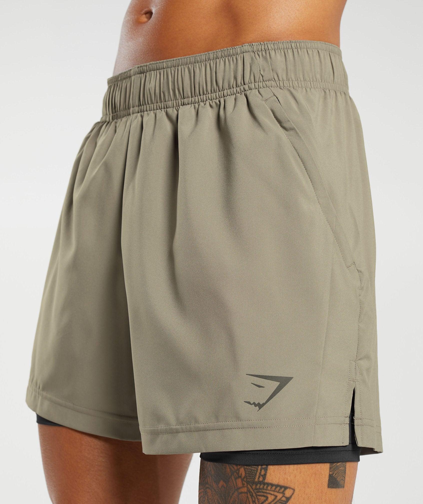 Gymshark Sport 5" 2 in 1 Shorts - Linen Brown/Black Male Product Image