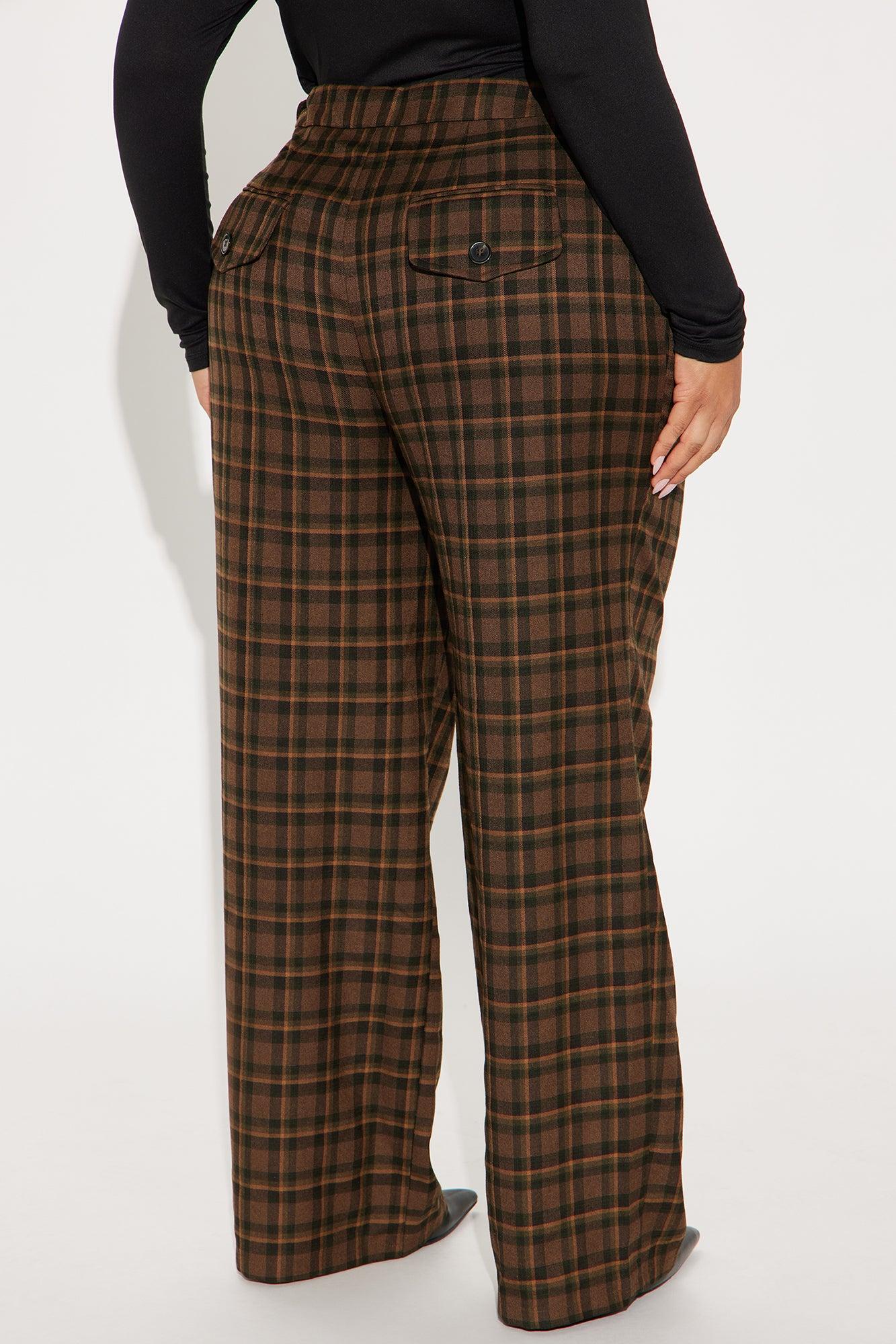 Amy Plaid Wide Leg Trouser - Green/combo Product Image
