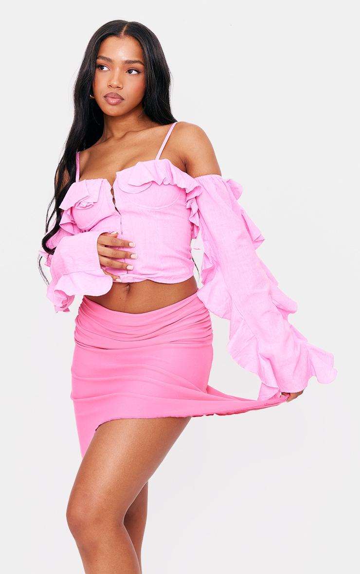 Pink Soft Touch Handkerchief Hem Mini Skirt Product Image