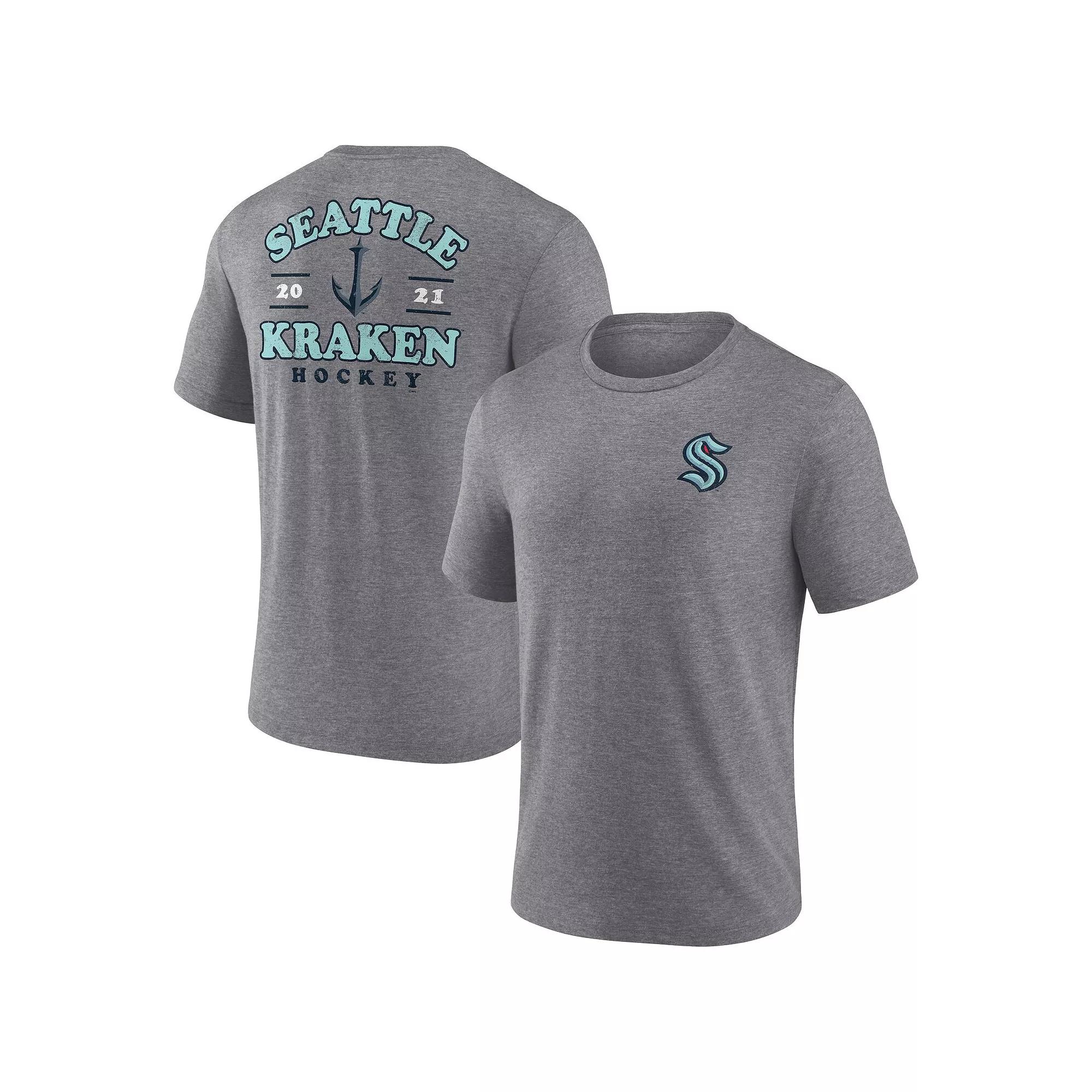 Men's Fanatics  Heather Gray Seattle Kraken Winger Tri-Blend T-Shirt, Size: 2XL, Krk Grey Product Image