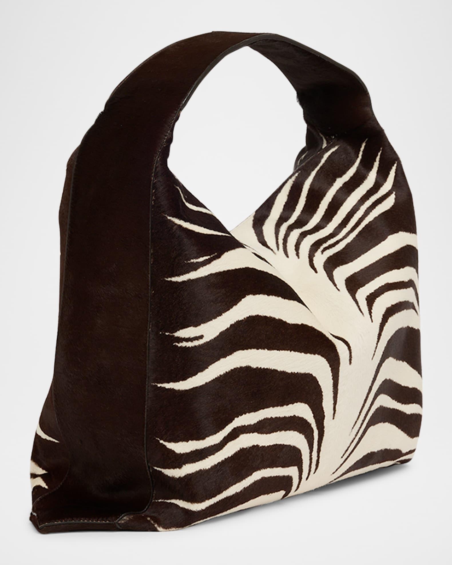 Hop Zebra-Print Calf Hair Shoulder Bag Product Image