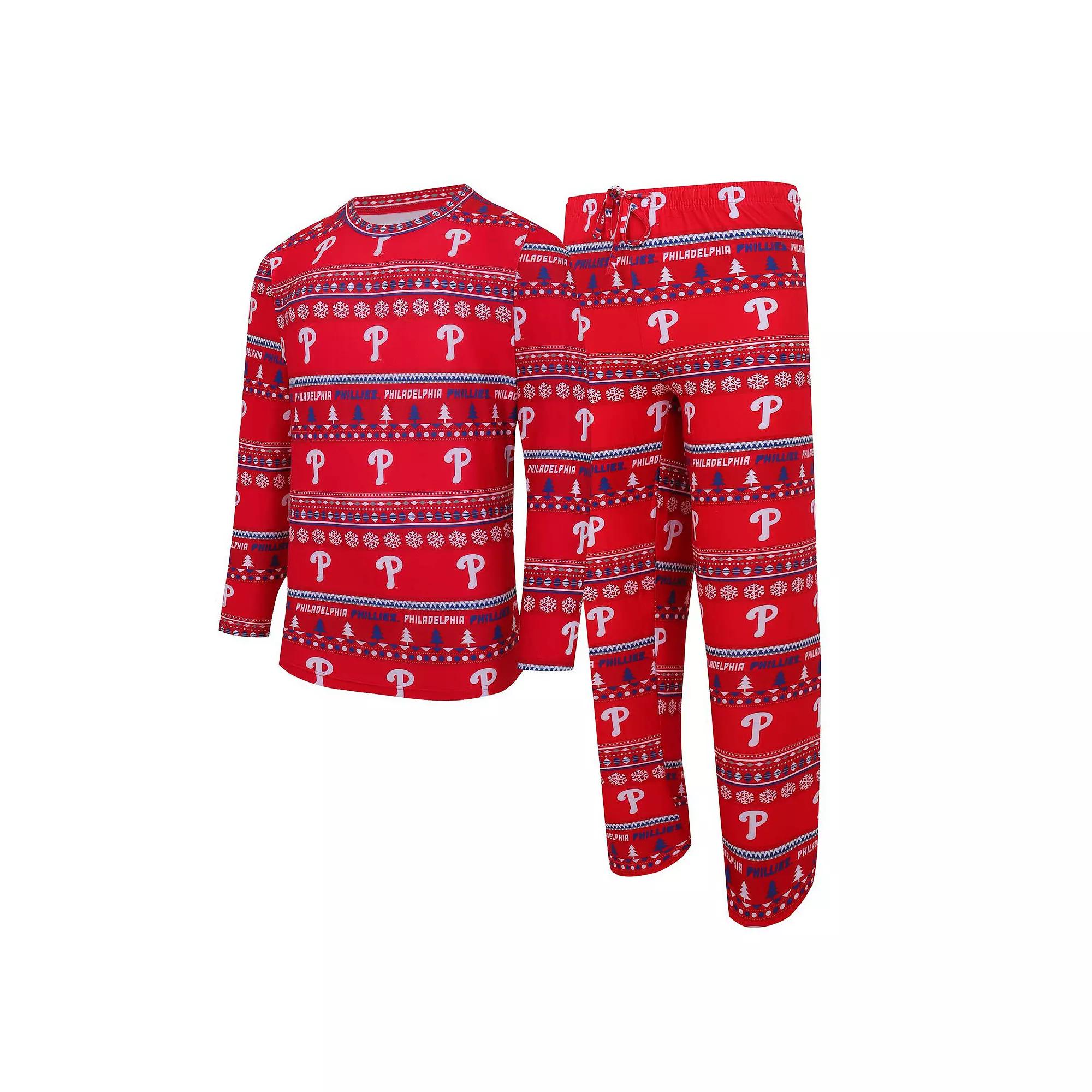Men's Concepts Sport Red Philadelphia Phillies Knit Ugly Sweater Long Sleeve Top & Pants Set,  Product Image