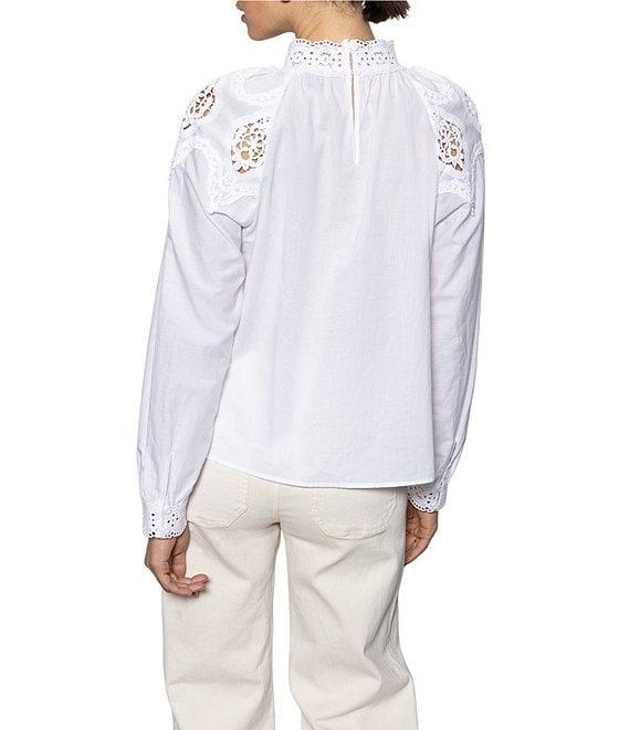 Sanctuary Mock Neck Long Sleeve Lace Popover Blouse Product Image