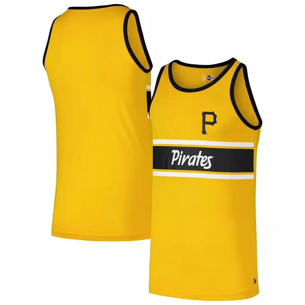 Men's New Era Gold Pittsburgh Pirates Jersey Ringer Tank Top, Size: 2XL Product Image