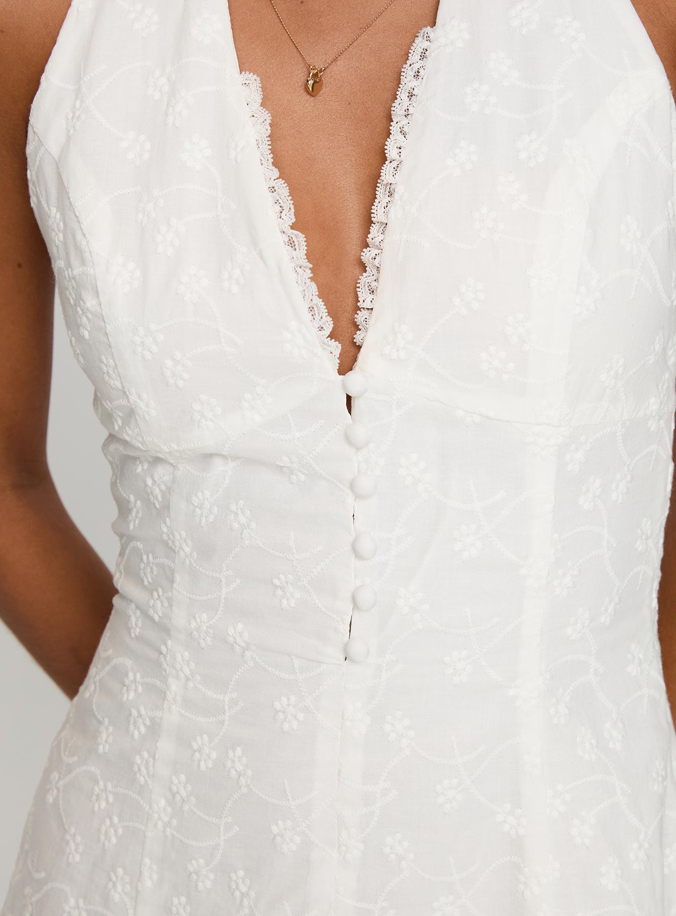 Lovelia Halter Embroidered Mini Dress White Product Image