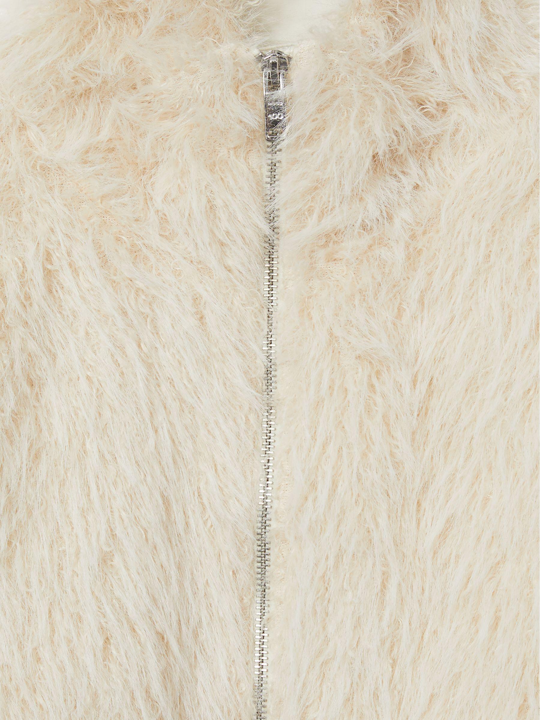 Reiss | Les 100 Ciels Faux-Fur Coat in Cream Product Image