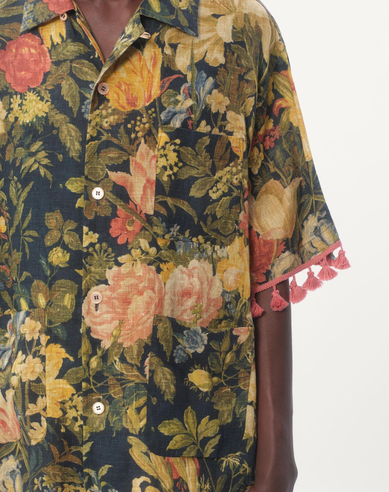 Linen Bowling Shirt With Apres L'Hiver Print Product Image