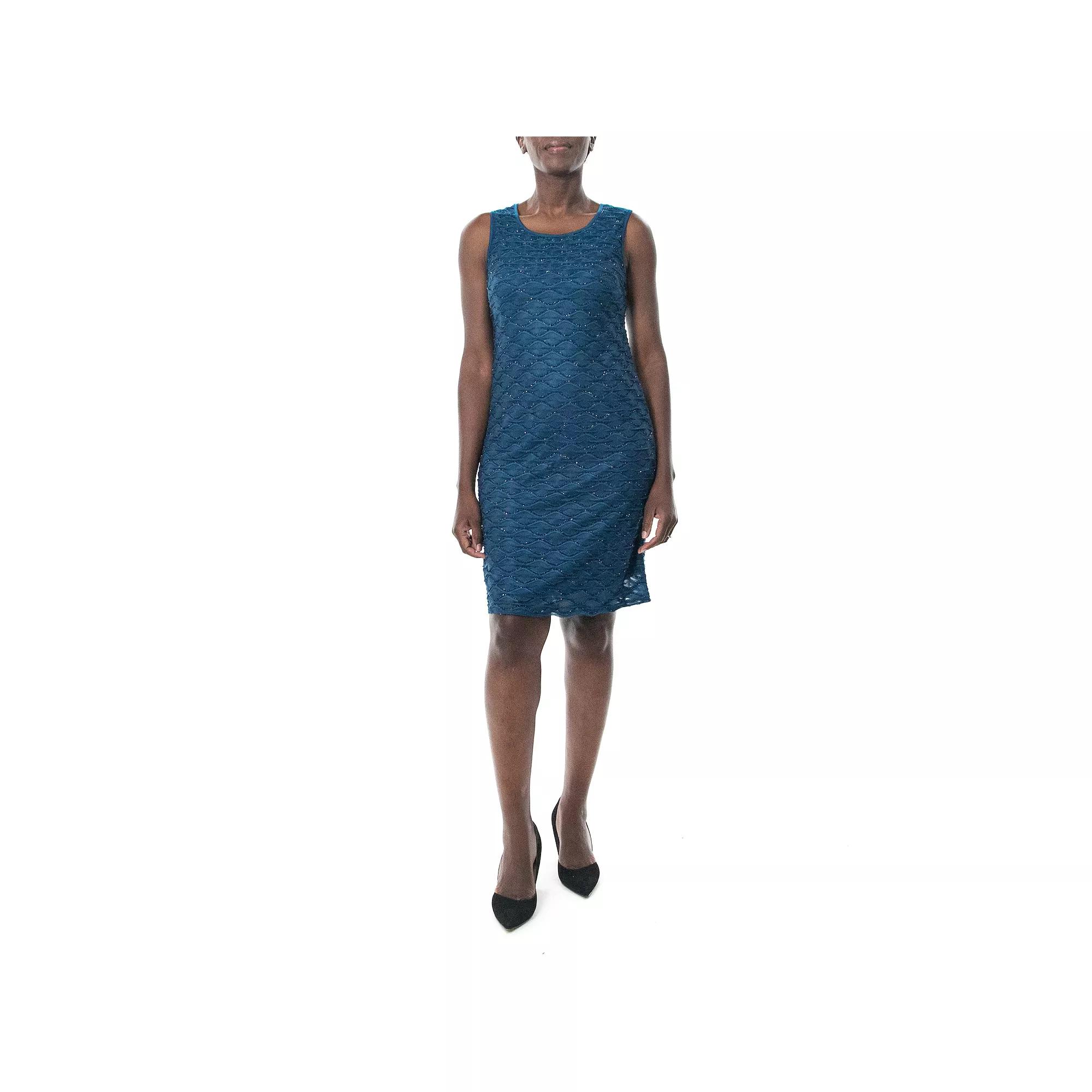 Women's Nina Leonard Jewelneck Sleeveless Sheath Dress,  Product Image