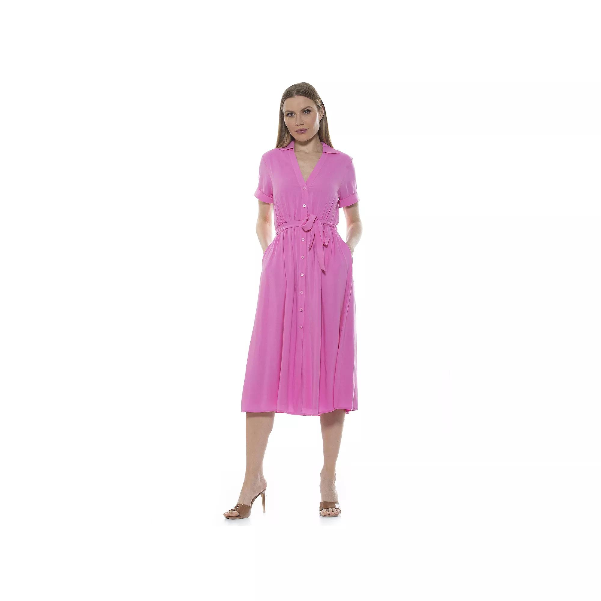 Women's ALEXIA ADMOR Liv Button-Down Midi Shirt Dress,  Product Image