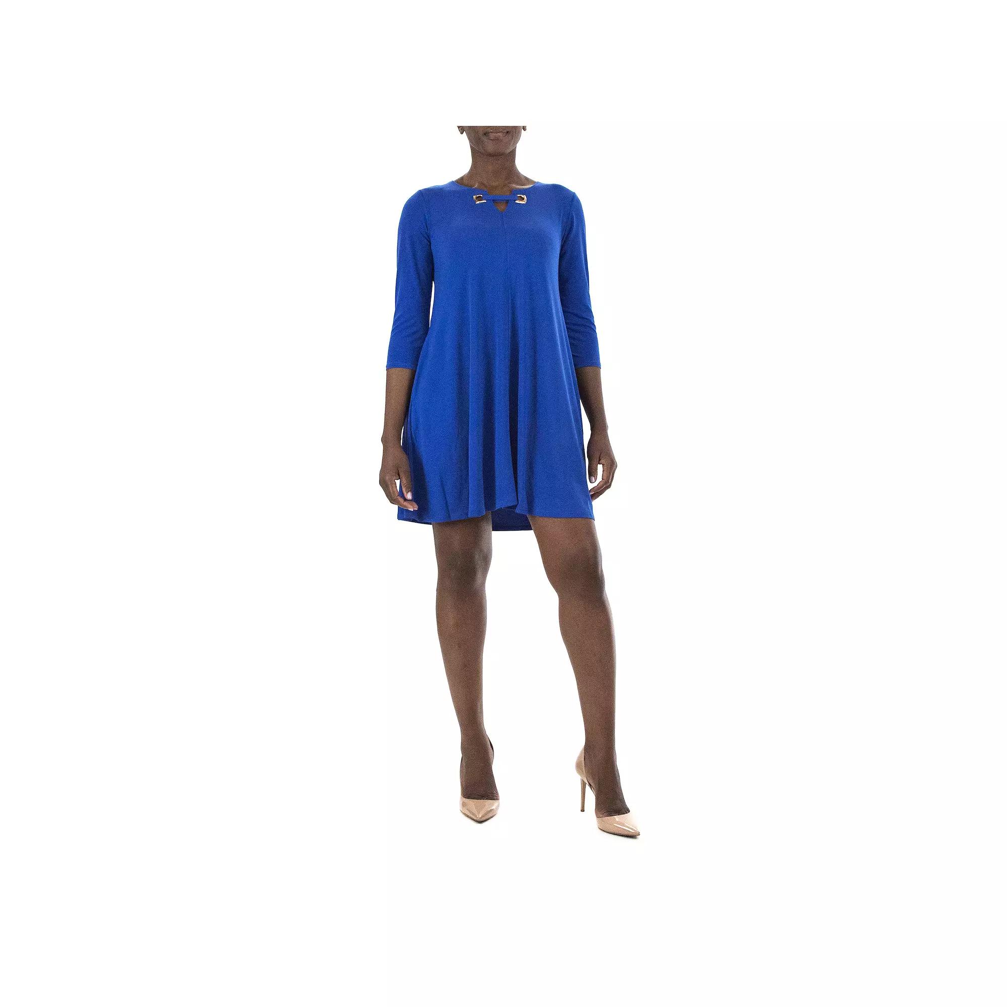 Womens Nina Leonard Embellished Keyhole Swing Dress Product Image