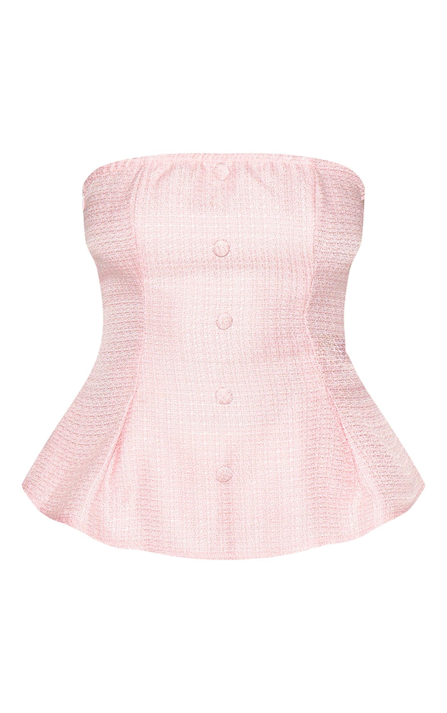 Pink Button Up Boucle Vest Product Image