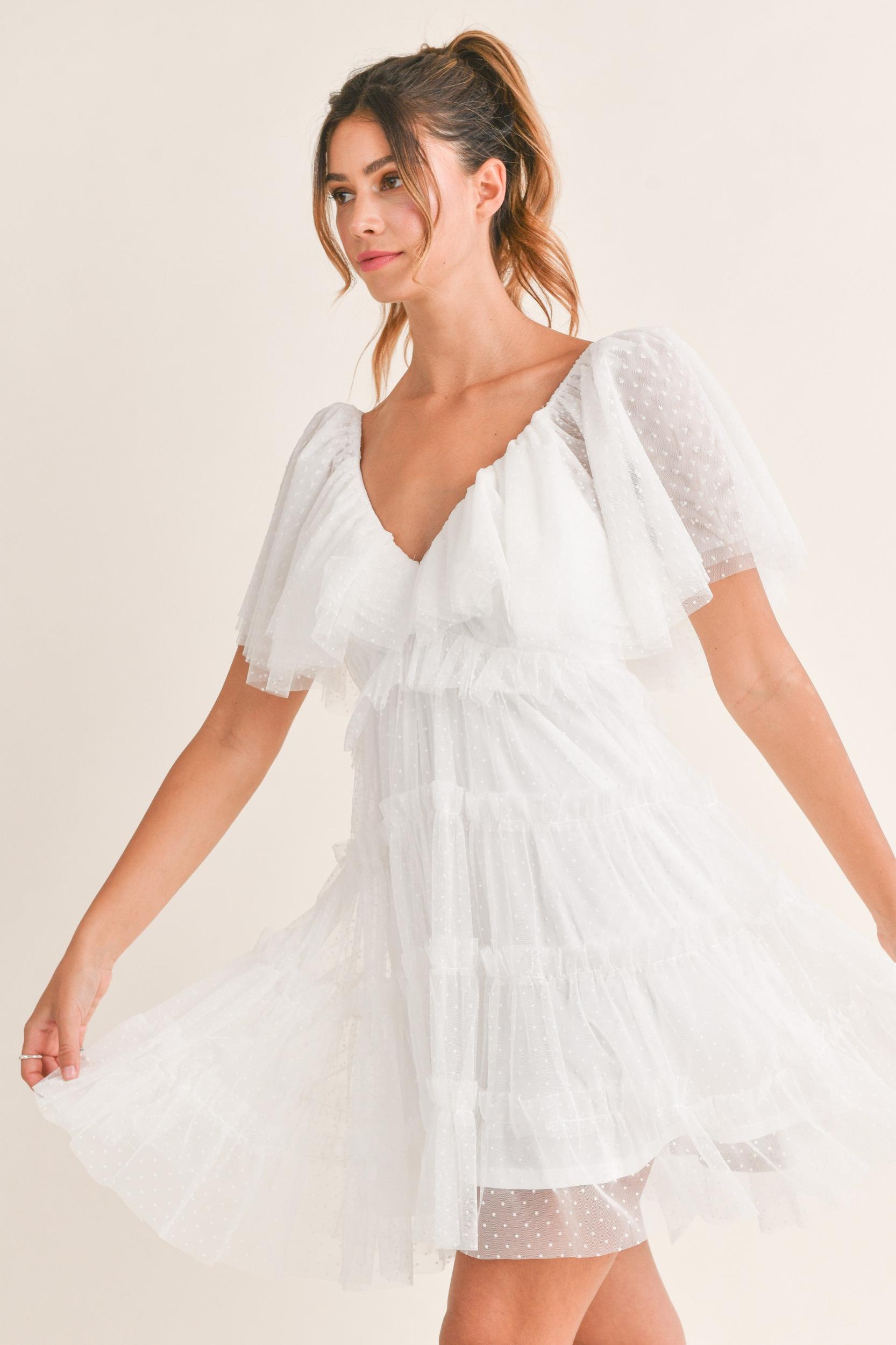 Flutter Sleeve Ruffle Mini Dress Product Image